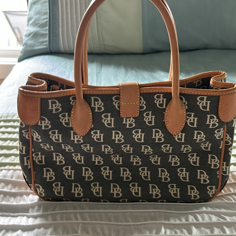 Dooney & Bourke Black and Tan Monogram Satchel - Picture 2 of 8